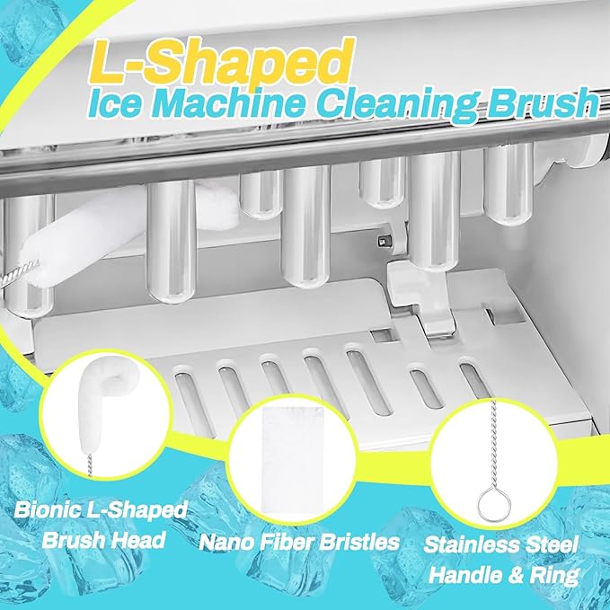 Potanro Ice Machine Cleaner Brush Sets, 14pcs Countertop Ice Maker Cleaner Tools, Gap Crevice Cleaning Brushes Tools Small Spaces, Scrub Sponge, Thin Brush for Cleaning Window Track, Straw, Bottle