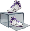 Acrylic Shoe Organizer，Sneaker Acrylic Display Case Size 13 for Men/Women Shoe Box Clear Box Stackable Storage Bins with Magnetic Door，Grey 1 Pack