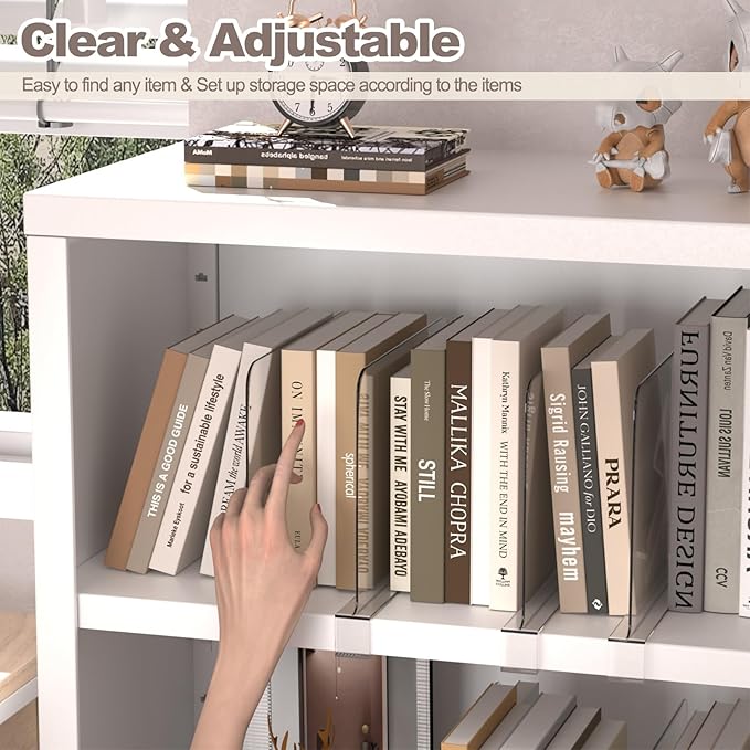 4PCS Acrylic Shelf Dividers for Closet Organization,Clear Closet Dividers for Shelves,Vertical Purse Organizer for Closet,Cabinets,Wardrobes,Bookcases
