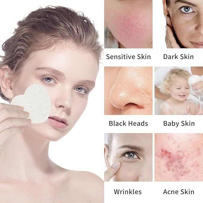 50-Count Facial Sponges Compressed, 100% Natural Cellulose Face Sponge Professional Cosmetic Spa Sponges for Face Cleansing, Exfoliating Mask, Makeup Removal for Travel and Home, White