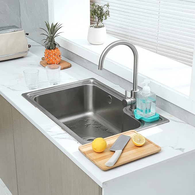 MicoYang Silicone Bathroom Soap Dishes with Drain Spout-Bathroom and Kitchen Sink Organizer,Sponge Holder,Dish Soap Tray,Perfect for Dispenser,Scrubber,Bottle,Cup on Sink or Counter-Mint 4.9"×3.2"