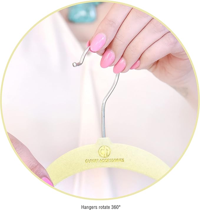 Velvet hangers, non-slip ultra slim space saving hanger, with notches, tie bar, and swivel hooks, 30 pack, with bonus 20 matching velvet finger clips. (ivory [beige/white])