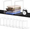 OKPOW Acrylic Shelf Dividers for Closet Organization: 12" Tall x 10" Deep Durable 8 Pack Clear Shelves Separators for Clothing Adjustable Purse Organizer