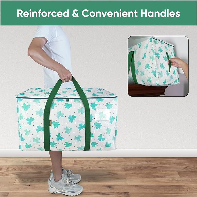 BALEINE 6-Pack Oversized Moving Bags with Reinforced Handles, Heavy-Duty Storage Tote for Clothes, Moving Supplies (Clover, 6-Pack)