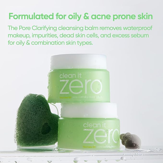 BANILA CO Clean it Zero Pore Clarifying Cleansing Balm | Korean Makeup Remover, Cleansing Oil, Facial Cleanser for Oily and Acne Prone Skin | Vegan | Made with AHA-PHA & Tea Tree (180ml / 6.08 fl.oz)