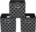 11 Inch Cube Storage Bins , Fabric Cube Organizer Bins with Handle, Foldable Cube Bins for Cloth or Accessary Storage, 11x11x11 Set of 3 (Black Light)