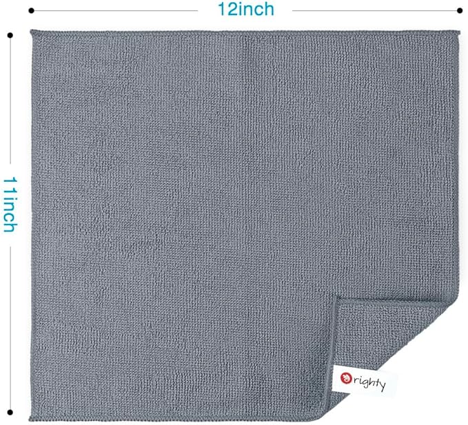 Orighty Grey Microfiber Cleaning Cloth, Microfiber Towels for Cars, Highly Absorbent Car Cleaning Supplies, Lint Free Cloths Clean Rags for Car Care, House, Kitchen, 12x11 inch, Pack of 24