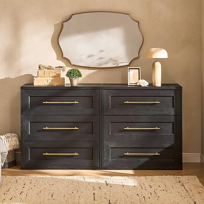 mopio Blake 3 Drawer Dresser for Bedroom, Chest of Drawers, Wood Dresser Organizer, Modern Farmhouse, Tall Night Stand, Enhanced Safety, Sturdy Compliant (Black Oak, Set of 2)