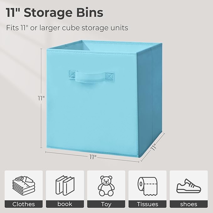 Easi Storage Cubes, 11 Inch Storage Bins, Set of 3, Foldable Fabric Cube Storage Organizer With Handles, Closet Cube Storage Bins, Collapsible Cubby Storage Organizer for Shelves,Offices, Multi