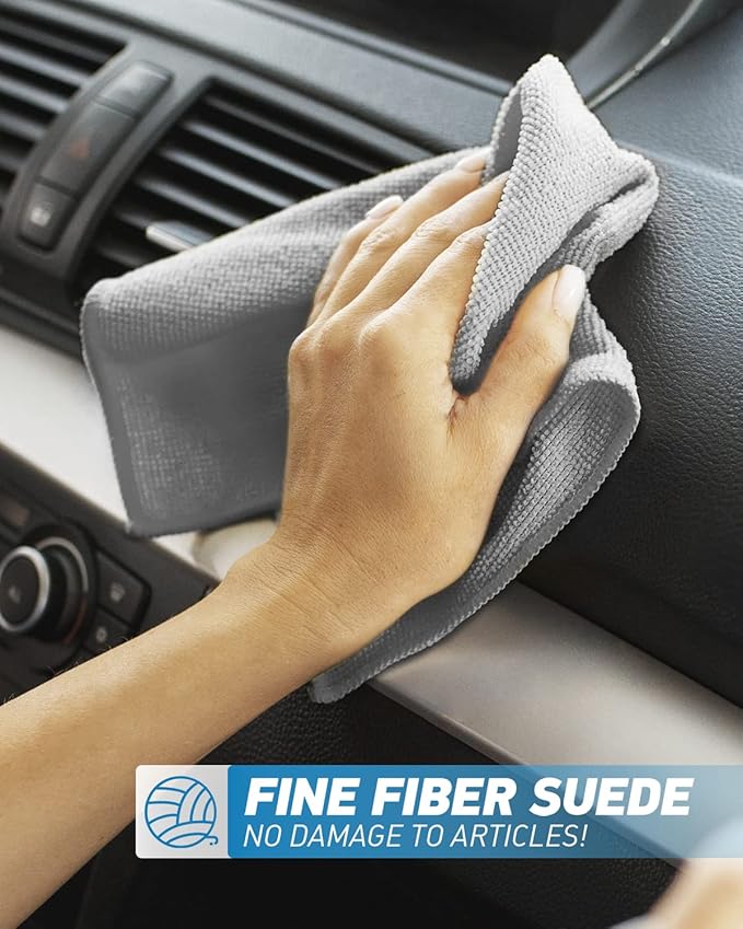WEAWE Microfiber Cleaning Cloth Grey-24Pcs (13x13 inch) 2100 Series Ultra Soft Highly Absorbent Rags for Cleaning, Reusable and Lint Free Cleaning Towels for Housekeeping-Machine Wash (Gray)
