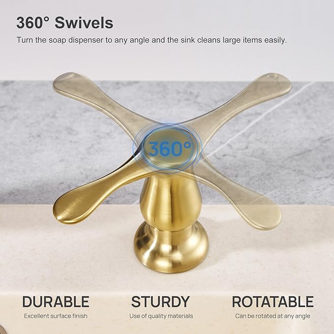 GAGALIFE Kitchen Sink Soap Dispenser Gold, Built in Soap Dispenser with 17 OZ Bottle, Refill from The Top, Liquid Dispenser for Kitchen Sink
