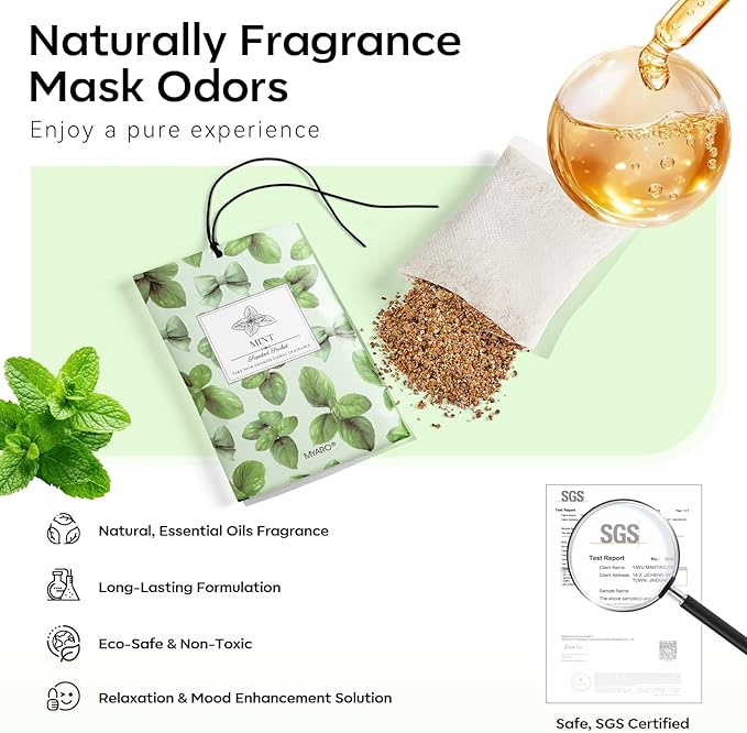 MYARO 20 Packs Peppermint Scent Sachet Air Freshener for Home Car Closet Drawer Shoe Odor Eliminator Long Lasting Deodorizer