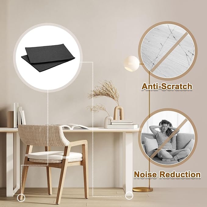 uxcell Felt Furniture Pads, 24Pcs 5.91" x 7.87" Adhesive Backed Felt Non-Slip Anti-Scratch Chair Leg Protectors for Protecting Hardwood Floor, Black