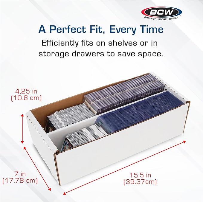 BCW Shoe Storage Card Box - 3 ct | Cardboard Box for Trading & Collectible Cards | Holds 1600 Standard Cards or 300 3x4 Toploaders | Gaming Card Organizer Box | Assembly Required