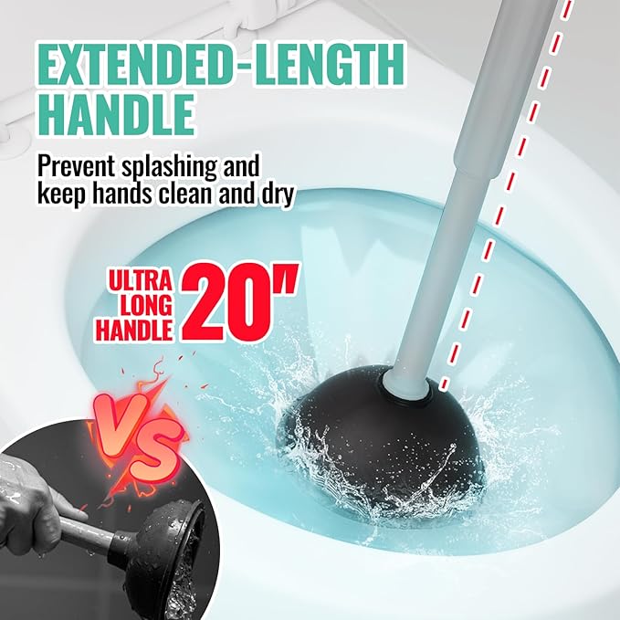 2PACK 4 in 1 Toilet Brush and Plunger Set with Crevice Cleaning Brush, Toilet Plunger and Brush Set with Extra Long Handle, Plungers for Bathroom Accessories, Toilet Plunger with Holder, Dark Gray