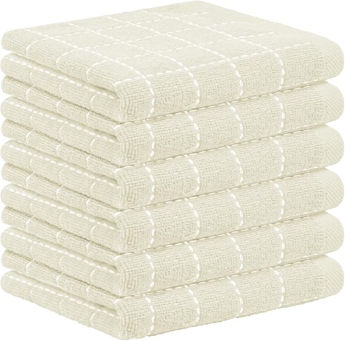 Nialnant 6 Pack Dish Cloths for Washing Dishes, 100% Cotton Reusable Cleaning Rag,Ultra Soft Absorbent, Quick Drying Dish Towels for Kitchen,12x12 Inches Beige