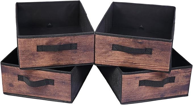 BOMKEE Clothings Collapsible Storage Bins, Foldable Organizers and Storage Baskets Cube Storage Bin for Bedroom Living Room (4 Pack, MZWL, 15.4x11.4x5.5inch)
