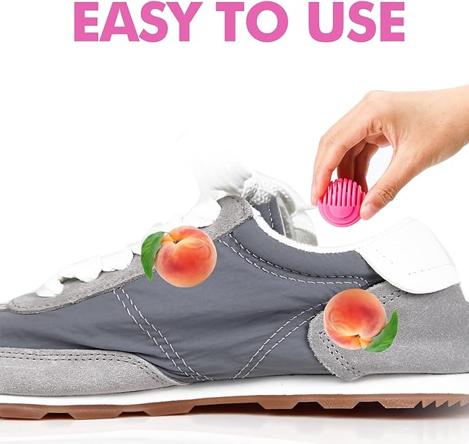 Shoe Deodorizer Balls, Sneaker Odor Eliminator, Long-Lasting Air Freshener for Cloest Car Lockers Drawer Gym Bags, 6 Pack Peach Scent