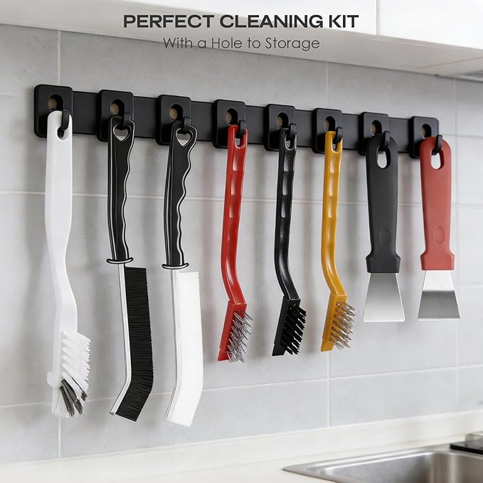 Navatiee 14PCS Crevice Cleaning Brush Set, Hard Bristle Scrub Brushes for Deep Cleaning Grout & Sink, Multifunctional Crevice Cleaning Tool for Bathroom Kitchen Corners, Bottle, Teapot, Blender