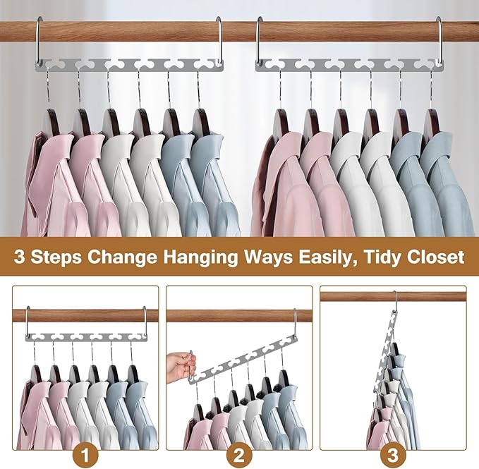 Space Saving Hangers for Clothes 20 Pack, Sturdy Metal Hangers Wardrobe Organizer, Magic Cascading Hanger, Closet Space Saver Closet Organizers and Storage