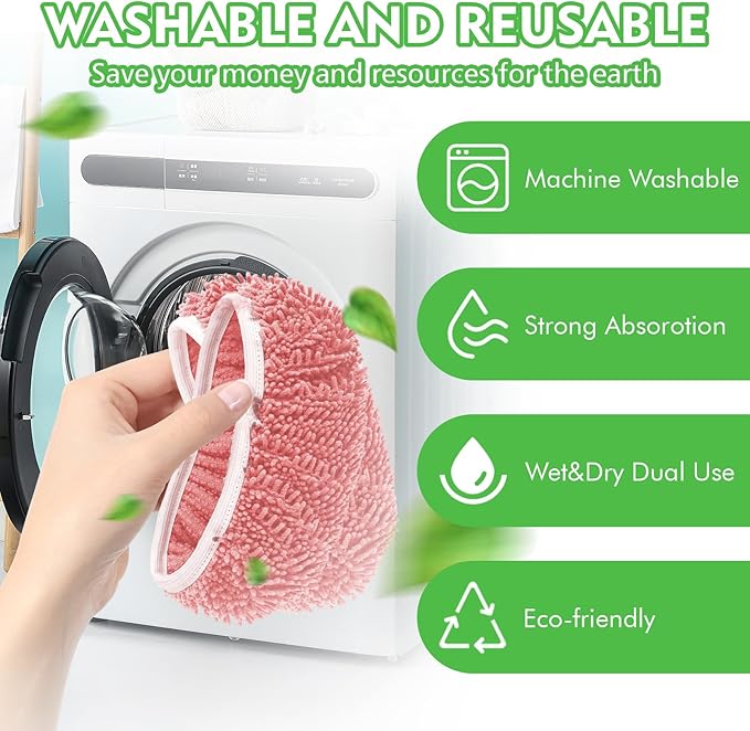 Reusable Microfiber Mop Pads Compatible with Swiffer Sweeper Mop - Dry Sweeping Cloths & Wet Mopping Cloths - Washable Wet Pads Refill for Mopping Floors, 6 Pack (Mop is not Included)