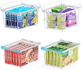 iSPECLE Freezer Organizer Bins - 4 Pack Adjustable Width for 5 to 7 Cu.Ft Chest Freezers, Stackable Wire Storage Baskets for Deep Freezer Organization, Assembly Required, White