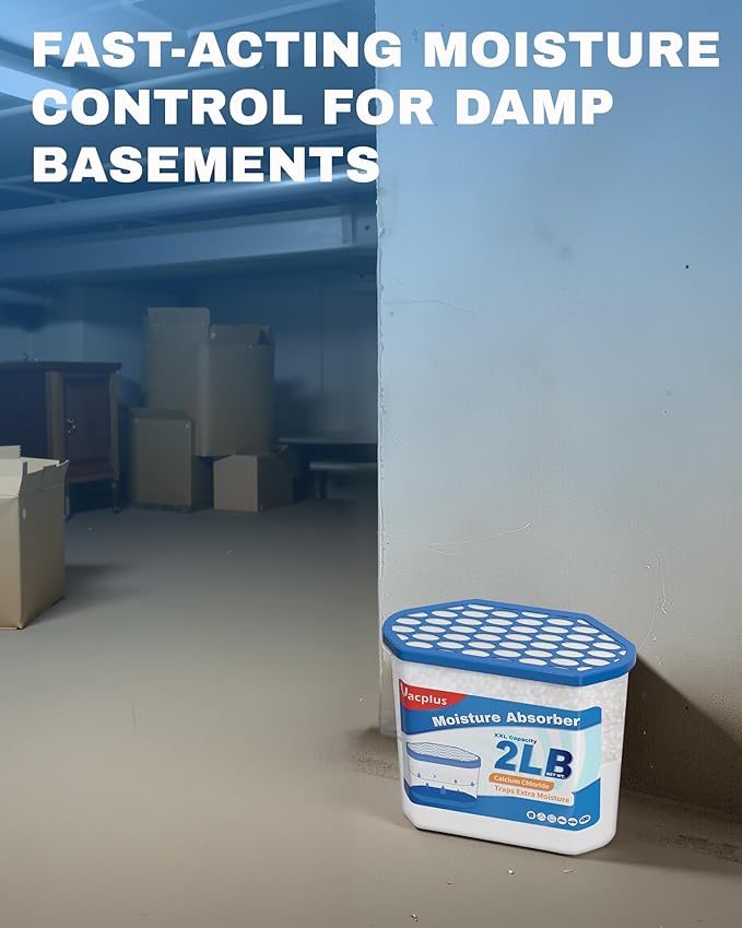 Vacplus Moisture Absorber Buckets – Large Capacity Dehumidifier and Humidity Absorber for Closet, Basement, Bathroom, RV, and Storage Areas, Unscented, 2 lbs, 6 Pack
