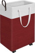 HomeHacks 90L Large - Capacity Rolling Laundry Basket, Laundry Hamper with 4 Smooth Wheels, Collapsible Waterproof Clothes Basket, Freestanding Hamper with Handles for Bedroom/Dorm/Laundry Room (Red)