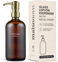 MaisoNovo Soap Dispenser 1-Piece Set | 16.9oz Amber Bottles with Gold Stainless Steel Pump Core