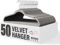 YSSOA Velvet Hangers 50 Pack, Non-Slip Clothes Hangers with Shoulder Notches, 360° Swivel Hooks, Heavy Duty Standard Hanger for Closet Space Saving, Grey