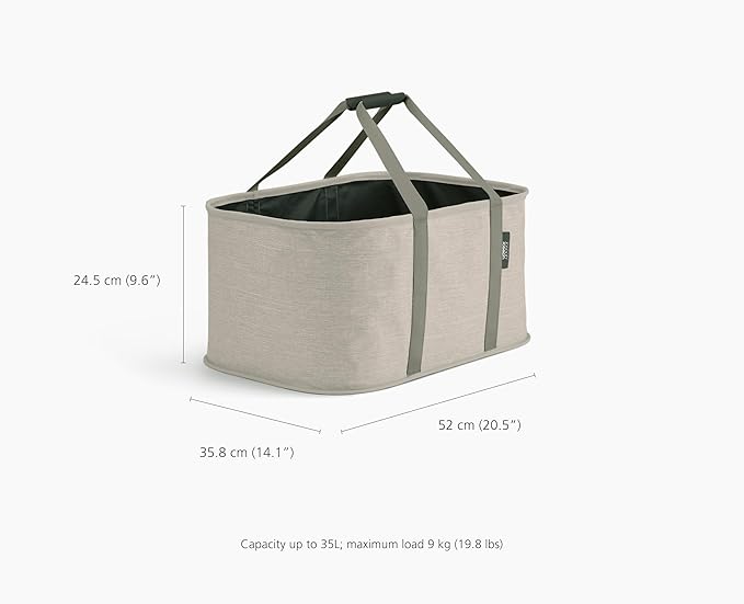 Joseph Joseph Hold-All, Collapsible 35L/9.25 Gallon Washing Laundry Basket Bag, Durable Fabric, Moisture Resistant - Ecru