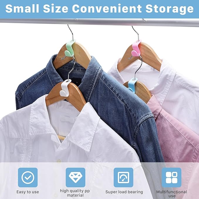200 PCS Clothes Hanger Connector Hooks,Space Saving Cascading Hooks,Plastic Mini Connection Hooks,Hanger Extender Clips for Closet Clothes Organizer,Hanger Hooks for Hangers(Multicolor)