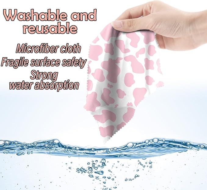 6 PCS Glasses Cleaning Cloth Eyeglass Cleaning Cloth Lens Eyeglasses Microfiber Cute Aesthetic Cloth for Unisex Women Girls Reusable Phone Screens Camera Multi-Patterns(6.3"x6.3")-Leopard