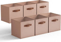 GRANNY SAYS Cube Storage Bins, 11 Inch Cube Storage Organizer, Fabric Storage Bins with PU Handle, Storage Cubes for Shelves, Closet, Dusty Pink, 6-Pack