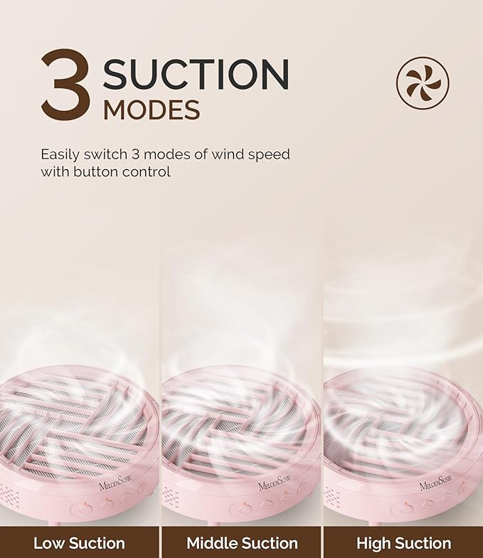 MelodySusie Compact Nail Dust Collector with Lightweight Design, Hpro 3800RPM Portable Nail Vacuum Fan with 3 Suction Modes, Reusable Filter & Easy-Control for Beginners, Nail Students & Home Use,Pink