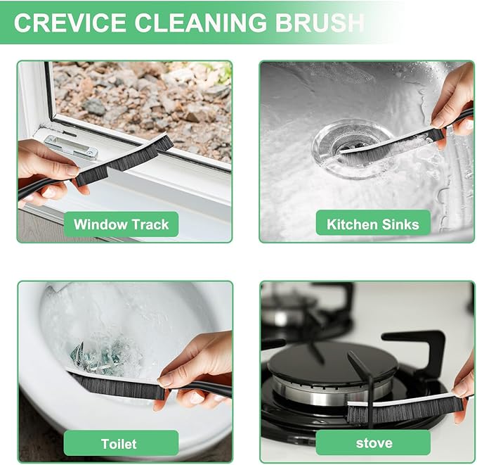 12PCS Crevice Cleaning Brush Set,Hard Bristle Grout Scrub Brushes, Straw Cleaner Brush,Gap Cleaning Supplies Home Essentials for Kitchen,Toilet,Bathtub,Sink,Window Track,Gi-ft for Women Men