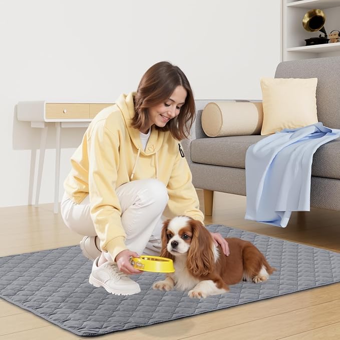 Smiry Waterproof Dog Bed Cover Blanket, Soft Reversible Pet Blanket, Washable Leakproof Cats Dogs Couch Cover for Sofa, Couch, Furniture, Plaid (82x120 Inch, Grey/Light Grey)
