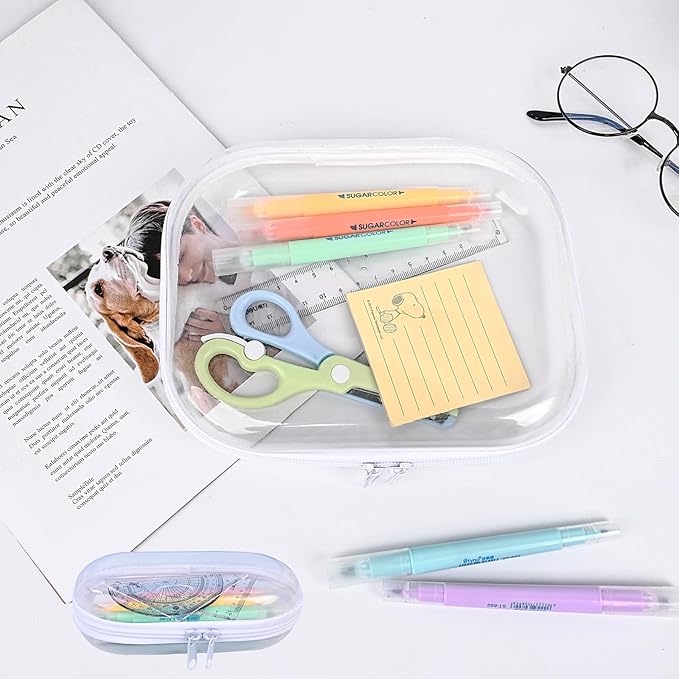 Clear Hard Shell Zipper Case,3PCS Transparent Clear Zipper Pouches,Hard Side Plastic Case Set,Portable Travel Storage Organizer Bins