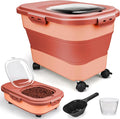 Dog Food Storage Container, 10-20Lbs Collapsible Pet Food Storage Containers with Rolling Wheel Airtight Locking Lid, Dry Food Storage Bin with Cup and Scoop,Suitable for Pet Food, Rice, Flour