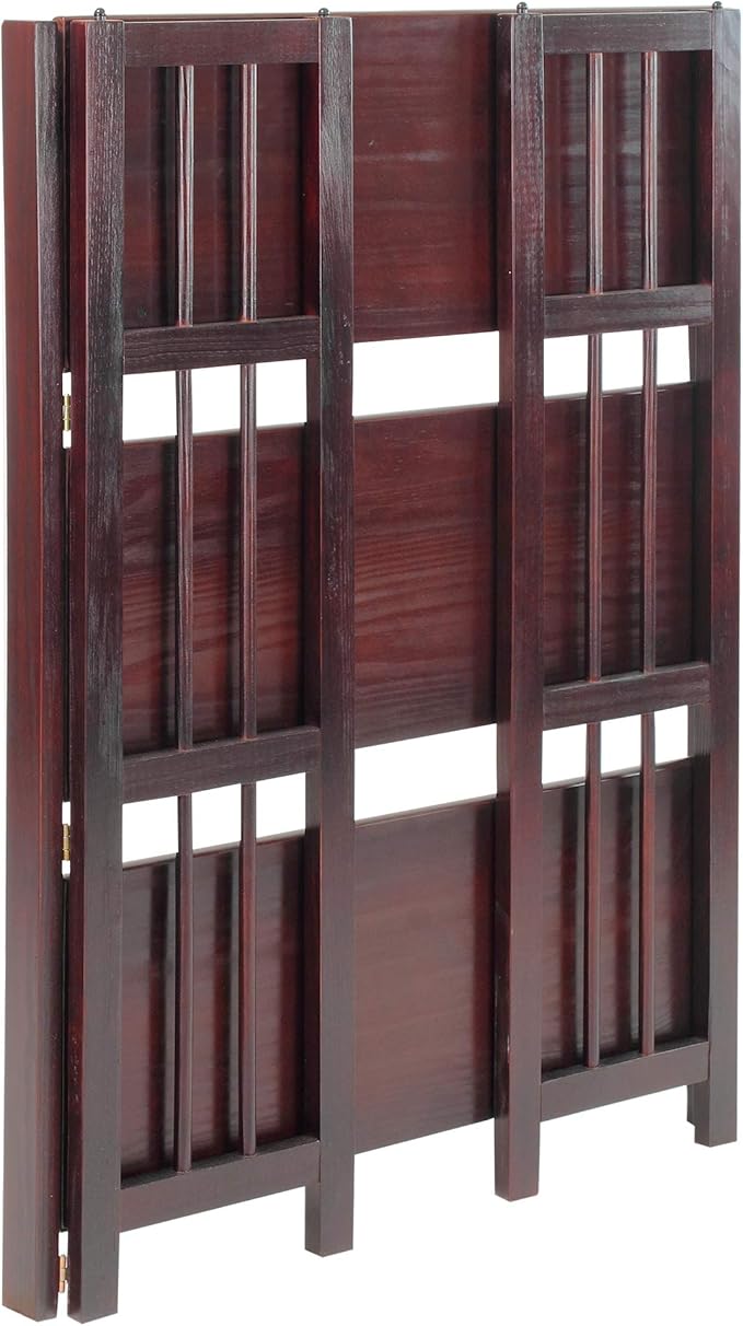 Casual Home 3 Shelf Folding Stackable Bookcase, 27.5" Wide, Espresso