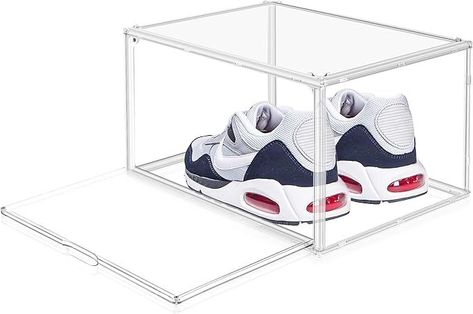Acrylic Clear Shoe Storage Boxes Size 12, Transparent Display Case for Sneaker Collections, Baseball Caps, Hat Organizer Dust-free Shoe Cubbies Stackable Sneaker Boxes