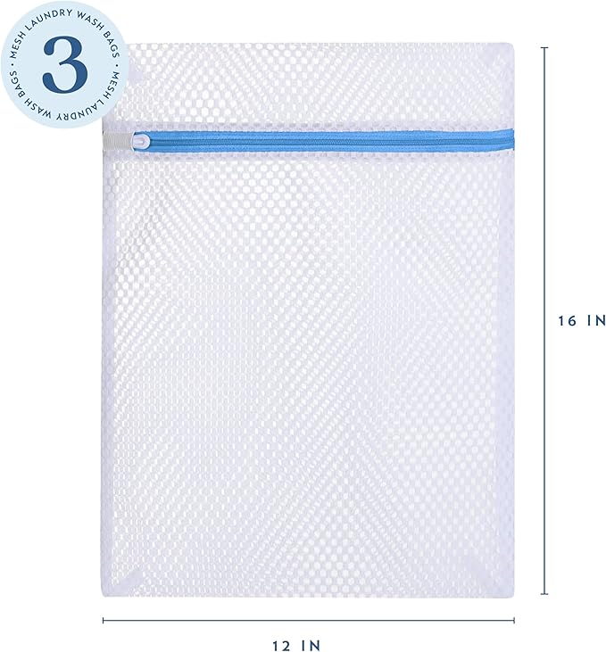 ELYN Mesh Laundry Bags, 3 Pack Medium (12” x 16"), Ultra Durable Honeycomb Mesh Bags With Anti-Rust Zipper for Washing Delicates & Protect Clothes, Laundry Room Organization Essentials