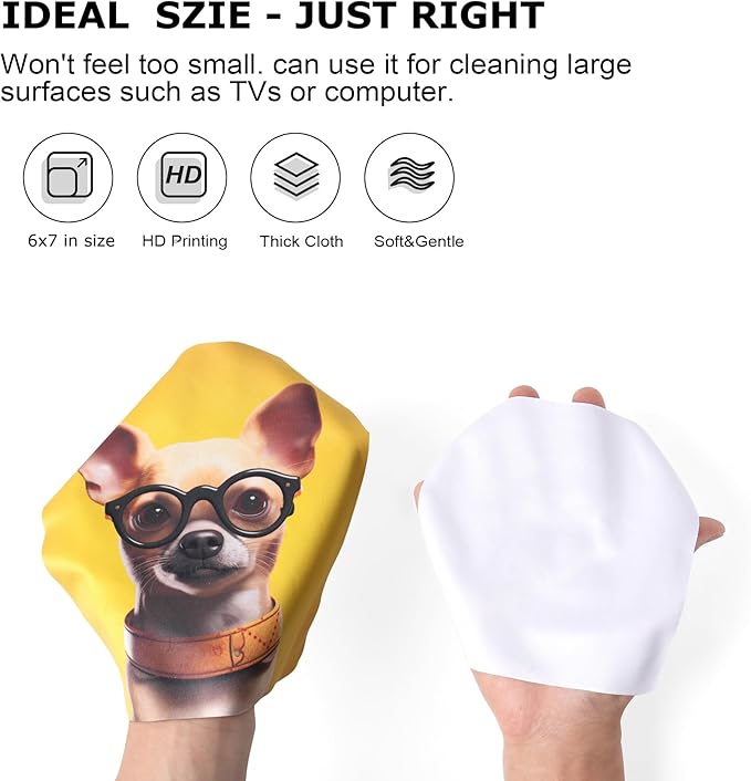Glasses Cleaning Cloth for Eyeglasses - Multicolor Eyeglass Clean Cloths - Lens Cleaning Cloth for Camera, Glasses, Screens, Phones and Delicate Surfaces, Cute Design- 6x7in-6P