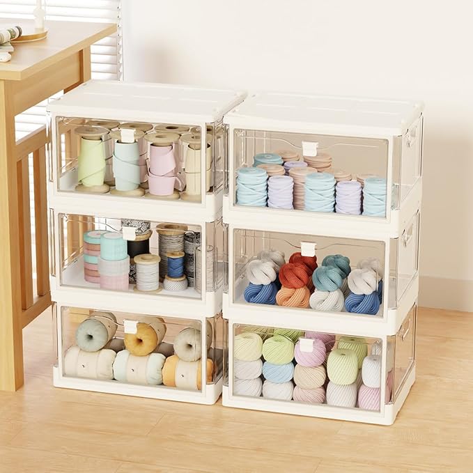 Vaela Stackable Plastic Storage Bins with Lids,24QT Foldable Closet Organizers and Storage,3-Pack Storage Organizer, for Bedrooms, Living Rooms, Study