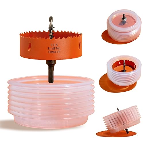 4.25 Hole Saw for Recessed Lights Can Lights, 4-1/4 Inch Hole Cutter with Dust Bowl Catcher for Led Recessed Lighting 4 Inch and Wood Metal Drywall, Bi-Metal Construction