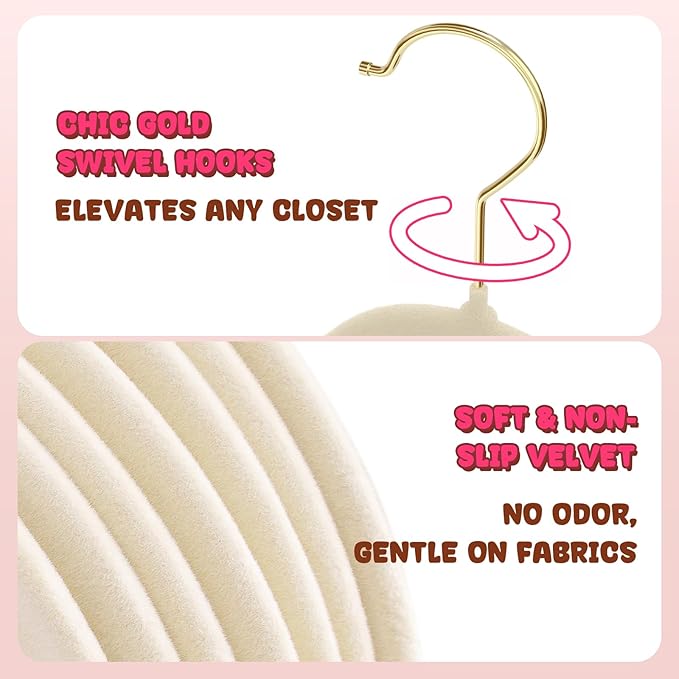 Korpai 30 Pack Baby Velvet Hangers 11 Inch,Non-Slip,Ultra Slim,Space-Saving Baby Hangers with 360° Swivel Hook, 7LBS Capacity,Baby Clothes Hangers Ideal for Baby Romper/Dresses/Shirts/Coats/, Beige