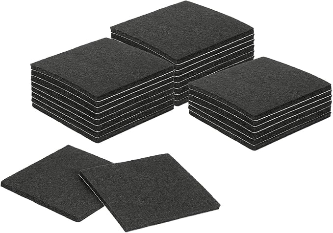 uxcell Felt Furniture Pads, 24Pcs 3.54" x 3.54" Adhesive Backed Felt Non-Slip Anti-Scratch Chair Leg Protectors for Protecting Hardwood Floor, Black