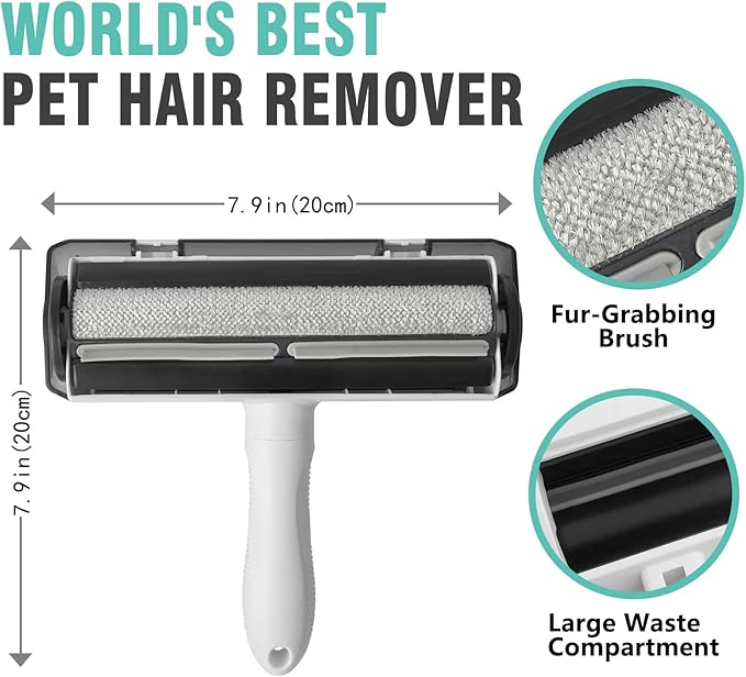Reusable Lint Roller for Pet Hair – Extra Sticky Washable Dog & Cat Fur Remover Roller, Portable Lint Remover Brush on Furniture, Couch, Carpet, Car, Rugs & Bedding – Eco-Friendly, No Refills Needed