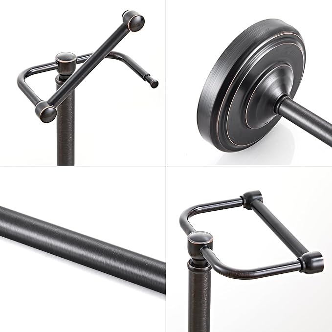 WZKALY Toilet Paper Holder Stand, Oil Rubbed Bronze Toilet Paper Holder Free Standing, Post Pivoting Design & Stable Weighted Base SUS304 Stainless Steel for Bathroom（Mega Roll）