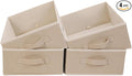 JAKAGO Fabric Storage Bins set of 4 Rectangle Storage Baskets with Handle Foldable Closet Organizer for Clothes Towel bedding Books Collapsible Clothing Container for Shelves Bedroom(Beige Low)